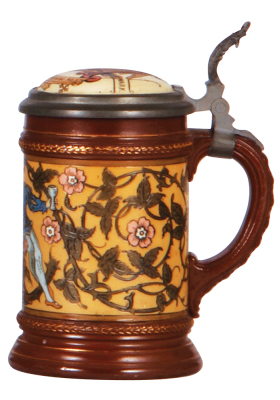 Mettlach stein, .25L, 1968, etched, inlaid lid: Anheuser-Busch Brewing Ass'n., mint. - 2