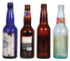 Four Anheuser-Busch bottles, 9.4" to 9.8" ht., paper labels include: Liquid Bread, Muenchener Munich Style Amber, Budweiser Bock&nbsp;Beer, Anheuser-Busch Old Lager Beer, good used condition, having minimal flaws and wear. - 2