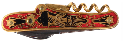 Anheuser-Busch knife, 3.3'', double-sided design, Adolphus Busch, A & Eagle, red, black and gold design, with stanhope of Adolphus Busch, marked N. Kastor Ohligs Germany, very good condition. - 2
