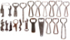 Twenty-one metal bottle openers,&nbsp;Drink Dortmunder Beer, The Bovinine Company, Dubuque Star Beer, Mankato Brewing Co., Buck National Beverage, Billings Brewing Co., Storz Gold Crest Beer, Fox De Luxe Beer, Iroquois Beverage Corp., Buffalo, NY, Teacher&rsquo;s Hi