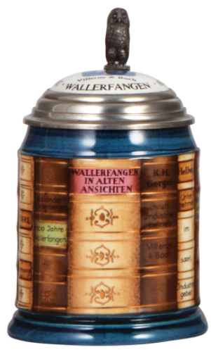 Mettlach stein, .5L, modern, Limited Edition of 500, #365, 200 Jahre Keramik Tradition, Wallerfangen, inlaid lid, mint.