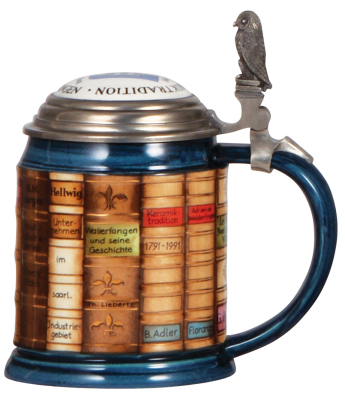 Mettlach stein, .5L, modern, Limited Edition of 500, #365, 200 Jahre Keramik Tradition, Wallerfangen, inlaid lid, mint. - 2