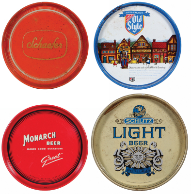 Twenty-three beer trays, 11.5" to 13" d., Ambrosia Brewing Company Beer, Washington’s Headquarters Valley Forge 1777, Piel’s Light Beer, Jacob Leinenkugel Brewery Circa 1900, Jacob Leinenkugel Brewing Company, Carlsberg, Jacob Best Premium Light Beer, Bal - 6