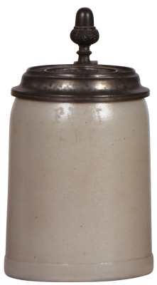 Stoneware stein, .5L, relief pewter lid: Sankt Niklaus Bräu, mint.