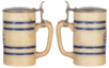 Stoneware stein, .5L, impressed, by Whites, Utica, N.Y., marked 5, A & Eagle, pewter lid, faint hairline.&nbsp; - 2
