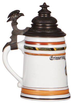 Porcelain stein, .25L, transfer, Erinnerung an München, Munich Child, pewter lid, lithophane, mint. - 3