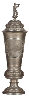 Pewter pokal, 11.2" ht., Souvenir of St. Louis, Liberal Arts Building, Louisiana Purchase Monument, Palace of Electricity, mint.  - 3