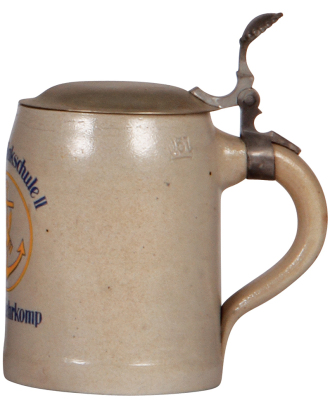 Third Reich stein, .5L, stoneware, Marine-Flakschule II, S. Flak Lehrkomp., metal lid is an old replacement, body mint. - 2