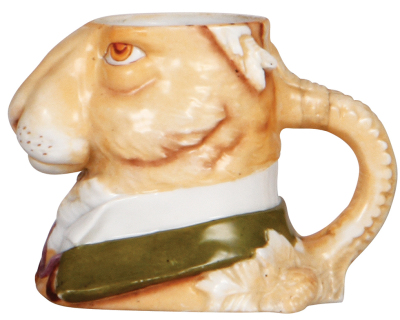 Character stein, .5L porcelain, marked Musterschutz, by Schierholz, Gentleman Rabbit, no lid, body mint. - 2