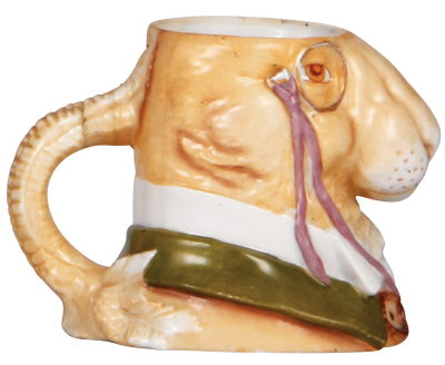 Character stein, .5L porcelain, marked Musterschutz, by Schierholz, Gentleman Rabbit, no lid, body mint. - 3