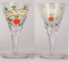 Two glass items, stein, .5L, blown, amber, enameled floral decoration, pewter lid, mint; with, 7.5" ht., blown, clear, enameled, mint. - 3