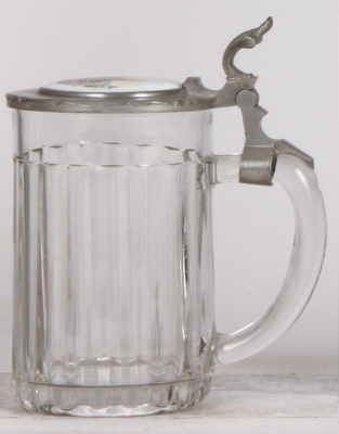 Glass stein, .5L, pressed, clear, porcelain inlaid lid: Residenz Platz, mint. - 2