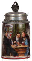 Stoneware stein, .5L, transfer & hand-painted, Lemp Brewery, pewter marked Pauson, M&uuml;nchen, pewter lid: Lemp, St. Louis, mint.