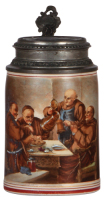 Stoneware stein, .5L, transfer & hand-painted, Lemp Brewery, pewter marked Pauson, M&uuml;nchen, pewter lid: Lemp, St. Louis, with a card: Mr. Edwin A. Lemp, this was a gift, mint.&nbsp; &nbsp;