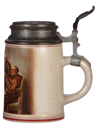 Stoneware stein, .5L, transfer & hand-painted, Lemp Brewery, pewter marked Pauson, München, pewter lid: Lemp, St. Louis, with a card: Mr. Edwin A. Lemp, this was a gift, mint.    - 2