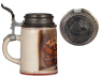 Stoneware stein, .5L, transfer & hand-painted, Lemp Brewery, pewter marked Pauson, M&uuml;nchen, pewter lid: Lemp, St. Louis, with a card: Mr. Edwin A. Lemp, this was a gift, mint.&nbsp; &nbsp; - 3