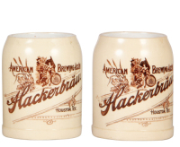 Two mugs, .25L, transfer, American Brewing Ass'n., Hackerbr&auml;u, Houston, Tex., mint.