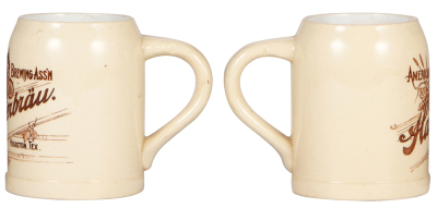 Two mugs, .25L, transfer, American Brewing Ass'n., Hackerbräu, Houston, Tex., mint. - 2