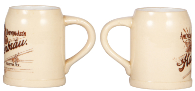 Two mugs, .25L, transfer, American Brewing Ass'n., Hackerbräu, Houston, Tex., mint. - 3