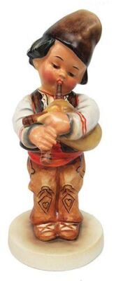 Hummel figurine, 5.0" ht., 808, TMK 1 Era, Bulgarian boy playing bagpipe International, stamped on underside of base in Crillic, mint.