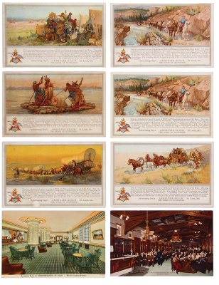 Eight Anheuser-Busch post cards, most are 3.5" x 6.0", some date from early 1900s, various factory scenes, some mailed with postage, good condition. - 2