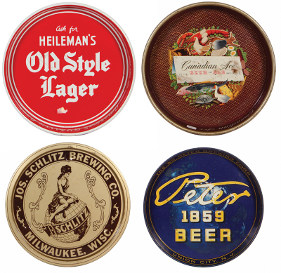 Twenty-four beer trays, 10.0" d. to 13.0" x 17.7", Prior Lager, Heileman’s Old Style, Pure Genuine, Piel’s Light, Braumeister, Milwaukee’s Choicest Beer, Schmidt, Miller High Life The Champagne of Bottle Beer, Meister Brau, Inc. Chicago – Toledo, Washingt - 4