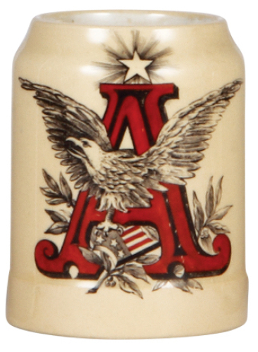 Pottery mug, .5L, transfer & hand-painted, A & Eagle, mint.&nbsp;