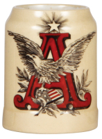 Pottery mug, .5L, transfer & hand-painted, A & Eagle, mint.&nbsp;