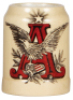 Pottery mug, .5L, transfer & hand-painted, A & Eagle, mint.&nbsp;