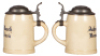 Pottery mug, .4L, transfer & hand-painted, Anheuser-Busch Brewing Ass'n., pewter lid, mint. - 2