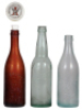 Three Anheuser-Busch bottles, 9.7'' ht., Anheuser-Busch Brewing Ass'n., Beer,&nbsp;Consumers B. B. Est B, original porcelain bottle stopper, no metal mechanism, bottle cloudy with light flaking; with, 9.6" ht., unmarked, Anheuser-Busch; with 8.6" ht., unmarked