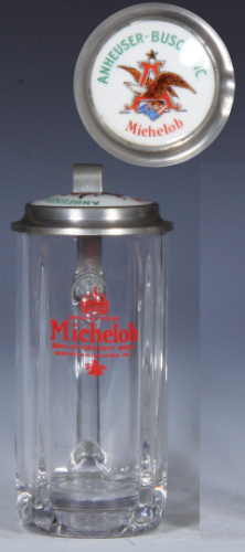 Glass stein, .3L, pressed, transfer, Michelob, porcelain inlaid lid: Anheuser-Busch Inc., Michelob, mint.&nbsp;