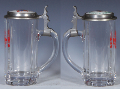 Glass stein, .3L, pressed, transfer, Michelob, porcelain inlaid lid: Anheuser-Busch Inc., Michelob, mint.  - 2