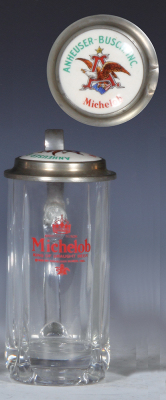 Glass stein, .3L, pressed, transfer, Michelob, porcelain inlaid lid: Anheuser-Busch Inc., Michelob, mint.  
