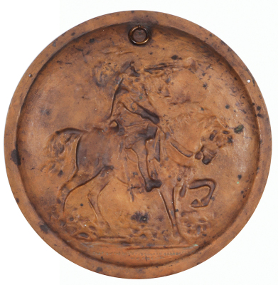 Anheuser-Busch embossed bronze plate, 12.0" d., Compliments of Adolphus Busch, Anheuser-Busch, St. Louis, Mo., marked: Cast by the Henry Bonnard Bronze Co., New York, 1892, excellent condition. - 2