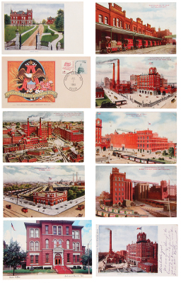 Ten Anheuser-Busch post cards, most are 3.5" x 6.0", most date from early 1900s, various factory scenes, some mailed with postage, good condition. - 2