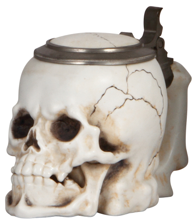 Character stein, .5L, porcelain, unmarked, Skull, mint.