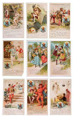 Fifteen Anheuser-Busch opera cards lithograph, 3.4" x 5.5", various cards from: Faust, Siegfried, The Huguenots, Bohemian Girl, Martha, Stradella, Chimes of Normandy & more, most in very good condition. - 2