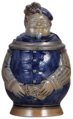 Character stein, .5L, stoneware, marked M. & W. Gr., blue saltglaze, Falstaff, mint.