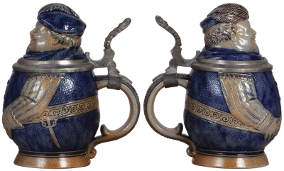 Character stein, .5L, stoneware, marked M. & W. Gr., blue saltglaze, Falstaff, mint. - 2