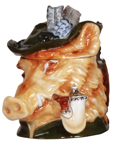 Character stein, .5L, porcelain, by Schierholz, modern version from made the old mold, Brown Boar, mint.