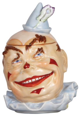 Character stein, .5L, porcelain, by Schierholz, modern version from made the old mold, Clown, mint.