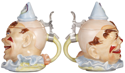 Character stein, .5L, porcelain, by Schierholz, modern version from made the old mold, Clown, mint. - 2