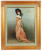 The American Brewing Co. lithograph on paper, framed 30.5" x 24.5", Brewers of A.B.C., no visible markings, professional framing & matting with glass, ribbon on woman&rsquo;s neck, minor creases, otherwise very good condition.