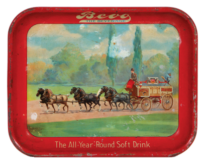 Anheuser-Busch advertising tray, 13.3" x 10.5", Bevo, The Beverage, The All-Year-Round Soft Drink, marked: Copyrighted, Anheuser-Busch, scratches & wear.Ê