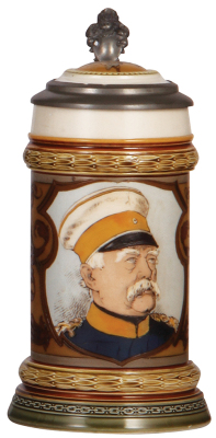 Mettlach stein, .5L, 1794, etched, Bismarck, by. C. Warth, inlaid lid, mint.             