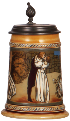 Mettlach stein, .5L, 2009, etched, inlaid lid, by F. Stuck, mint.