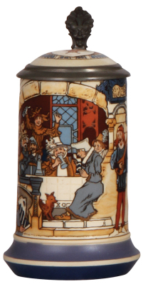 Mettlach stein, .25L, 2778, etched, by H. Schlitt, inlaid lid, mint.