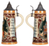 Two pottery steins, 1.0L, relief, E. Porter Brewing Co., Joliet, IL, pewter&nbsp;lid, mint; with, 1.0L, relief, E. Porter Brewing Co., Joliet, IL., pewter lid,&nbsp;mint. - 2