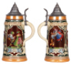Two pottery steins, 1.0L, relief, E. Porter Brewing Co., Joliet, IL, pewter&nbsp;lid, mint; with, 1.0L, relief, E. Porter Brewing Co., Joliet, IL., pewter lid,&nbsp;mint. - 3